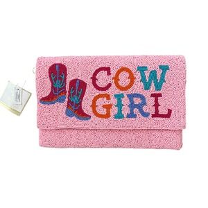 Royal Standard Cowgirl Beaded‎ Clutch Pink Multi Western Purse Handbag NEW